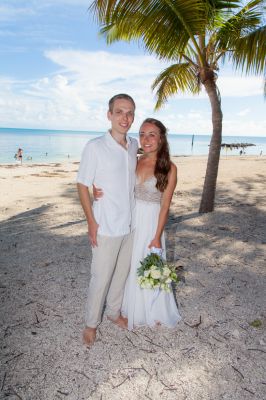 Wedding couple poses for photos at Ft. Zachary Taylor in Key West Florida